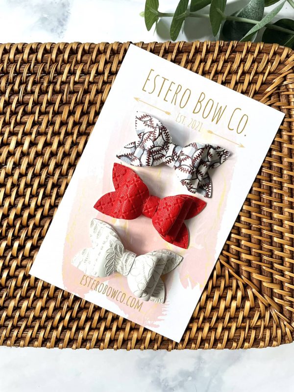 2.5” Baseball Hair Bow Set