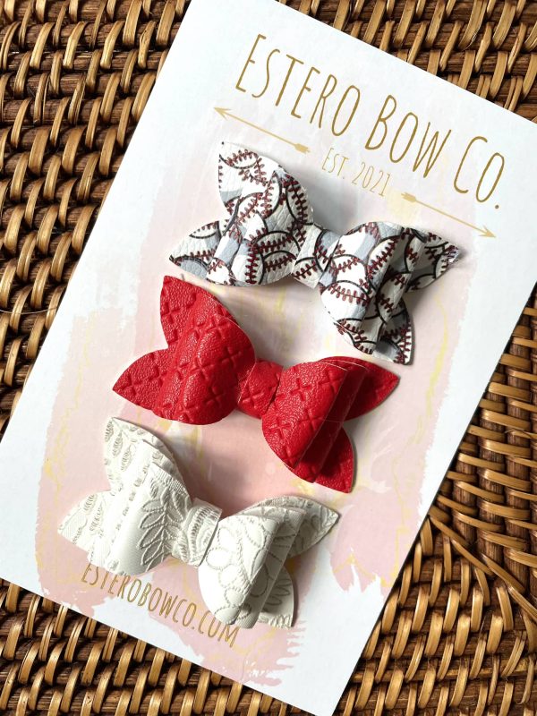 2.5” Baseball Hair Bow Set - Image 2