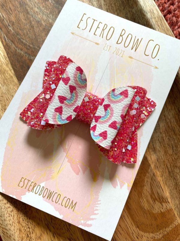 3.5” Rainbow Hearts Hair Bow