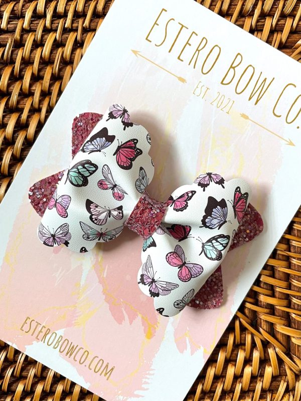 3.5” Butterfly Scalloped Pinch Hair Bow - Image 3