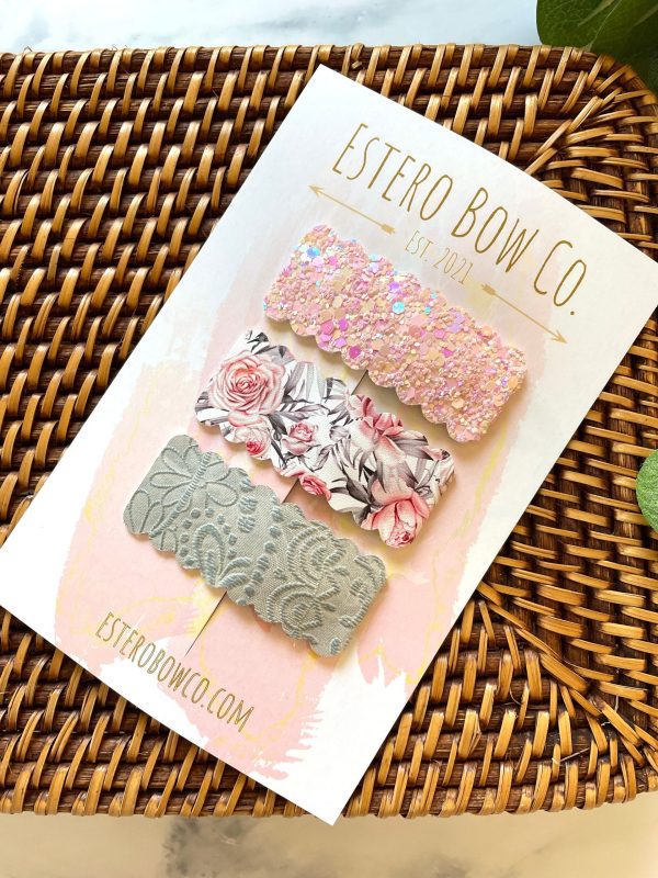 Vintage Rose Snap Clip Set