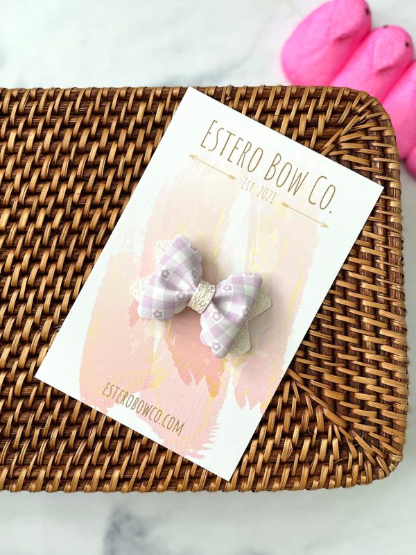 2.5” Purple Gingham Hair Bow - Image 2