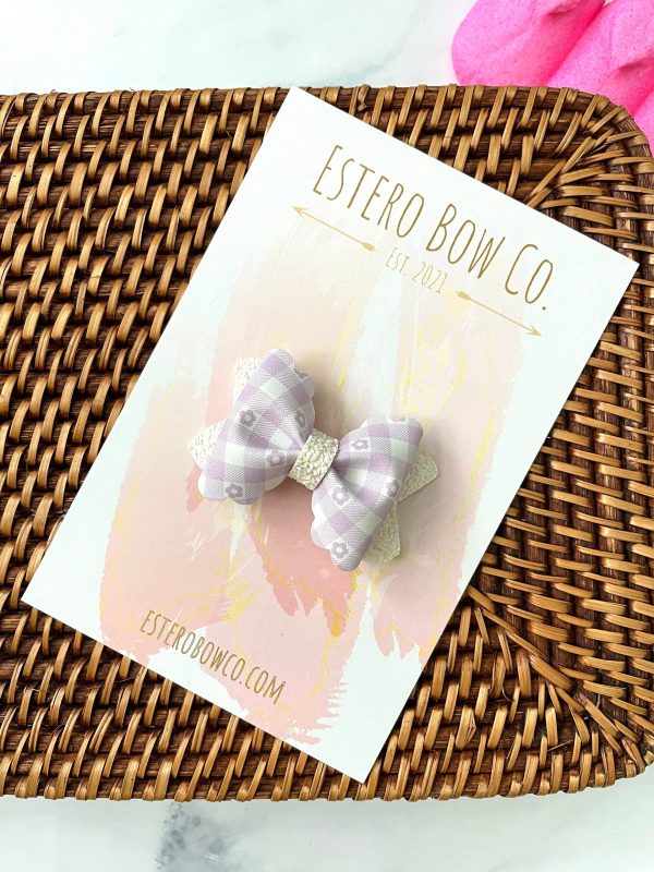 2.5” Purple Gingham Hair Bow - Image 3