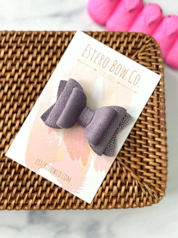 3.5” Purple Minky Plush Hair Bow - Image 2