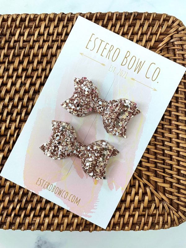 2.5” Salted Caramel Glitter Pigtail Bows