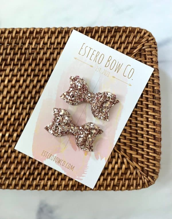 2.5” Salted Caramel Glitter Pigtail Bows - Image 3