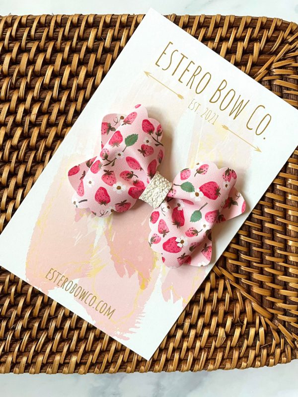 3.5” Strawberry Hair Bow - Image 2