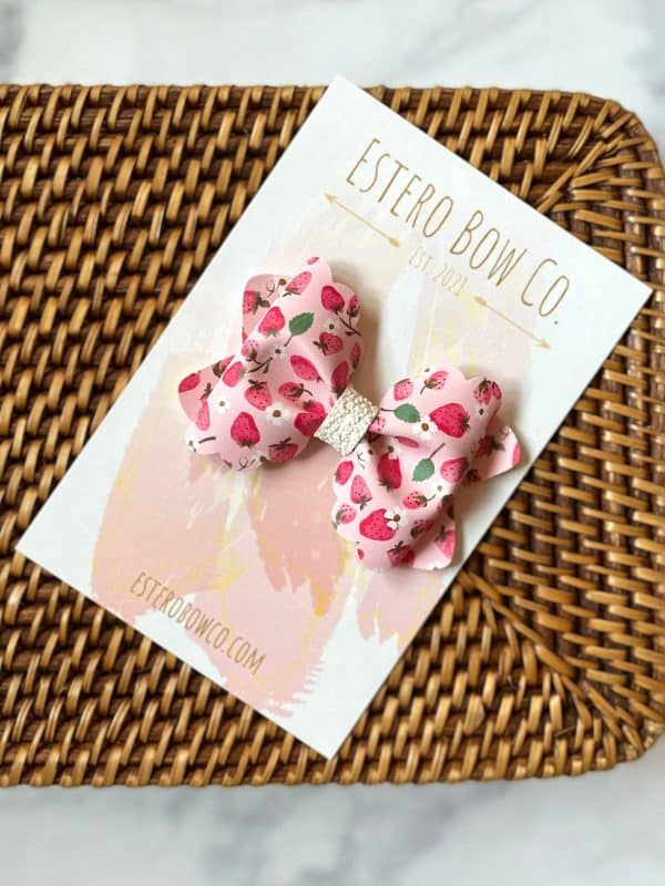3.5” Strawberry Hair Bow - Image 3