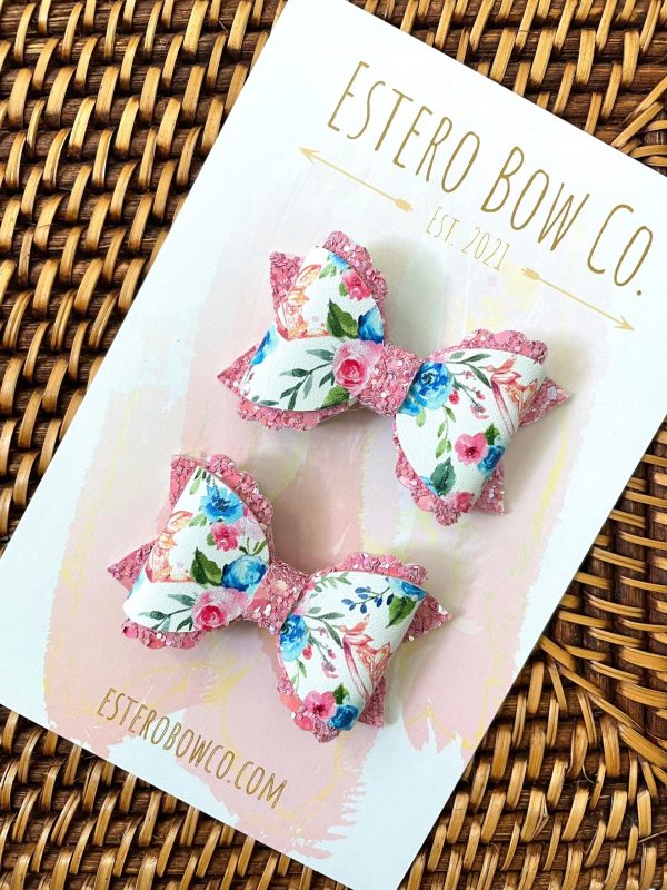 2.5” Flower Princess Pigtail Bows - Image 2