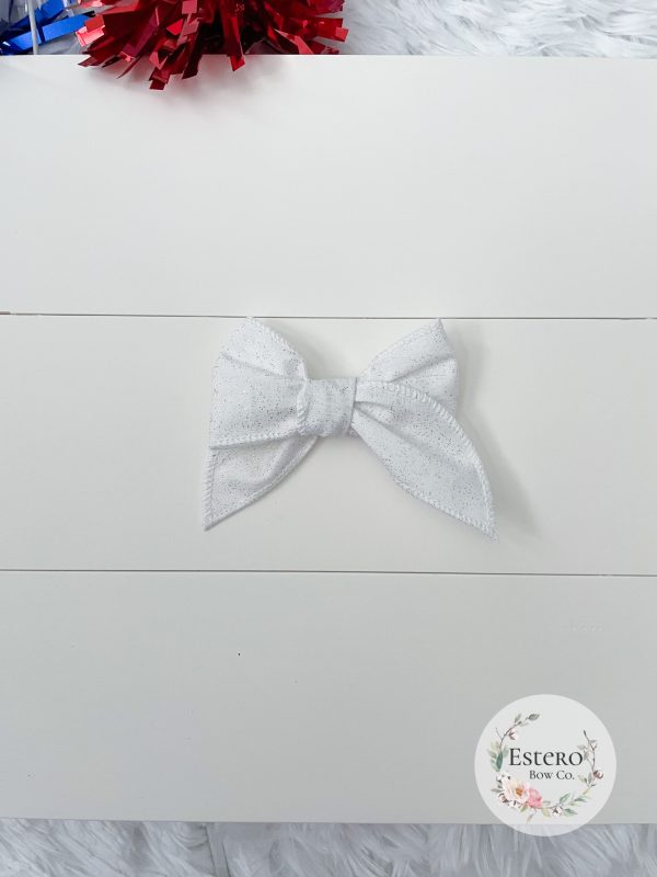 White Sparkle Mini Fable Bow - Image 2