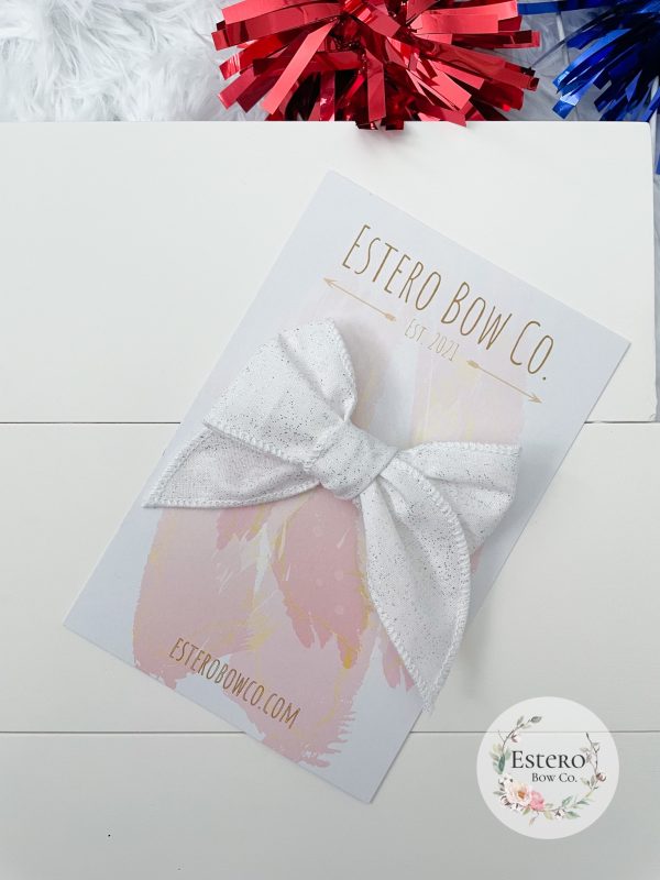 White Sparkle Mini Fable Bow - Image 3