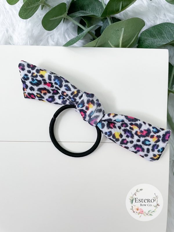 Neon Leopard Knotted Hair Tie