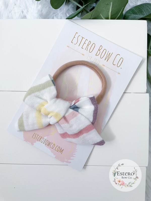 White Gauze Rainbow Hair Bow - Image 5