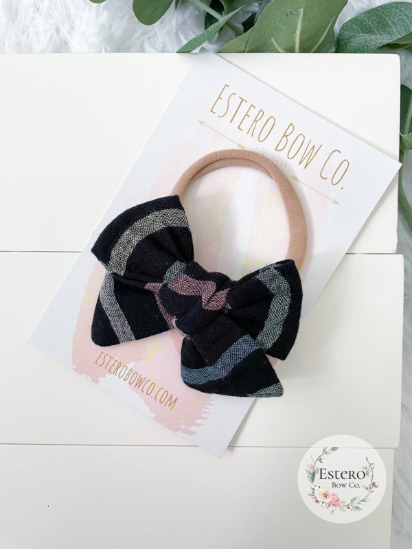 Black Gauze Rainbow Hair Bow - Image 4