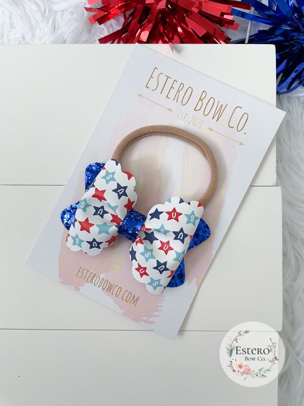 3.5” Scalloped Pinch USA Hair Bow - Image 2