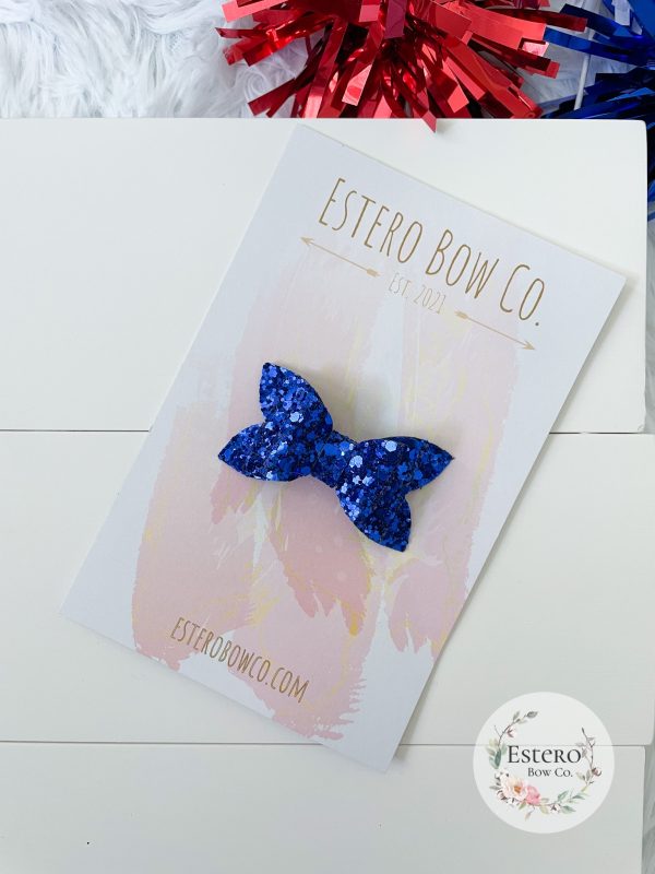 2.5" Blue Glitter Hair Bow - Image 3