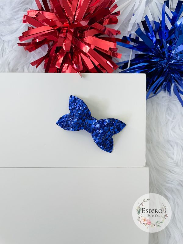 2.5" Blue Glitter Hair Bow