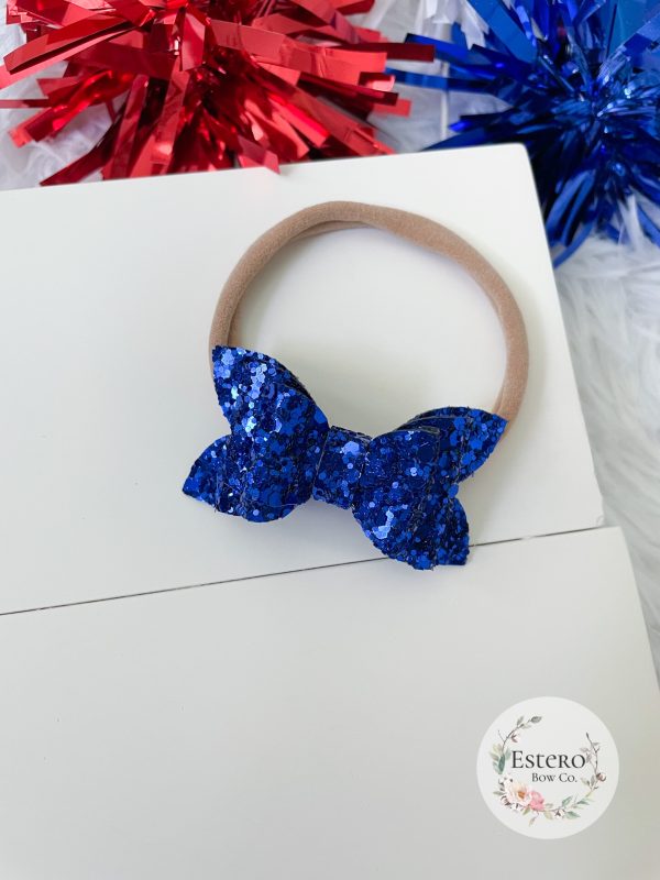 2.5" Blue Glitter Hair Bow - Image 2