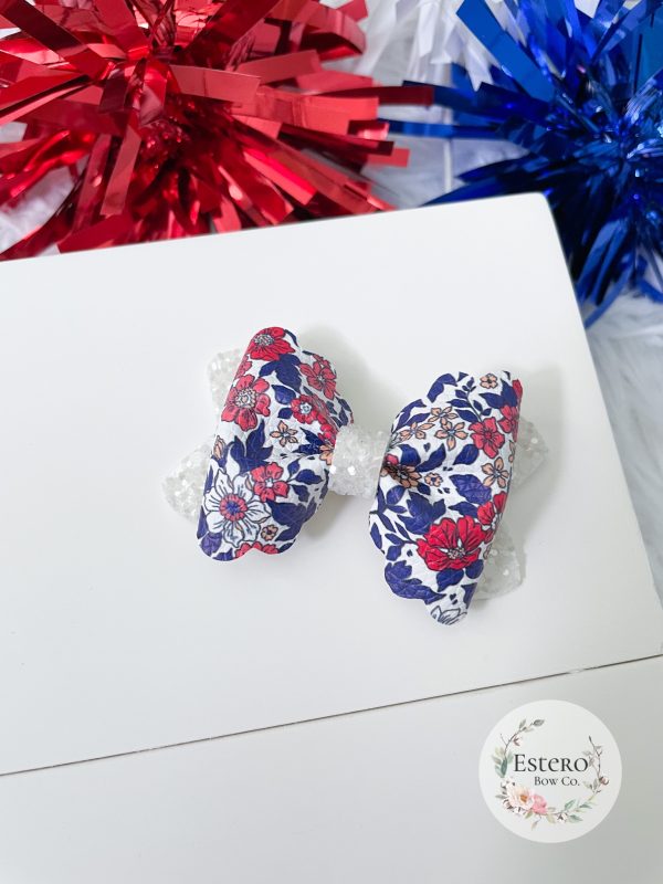 2.5" Scalloped Pinch Floral Americana Bow