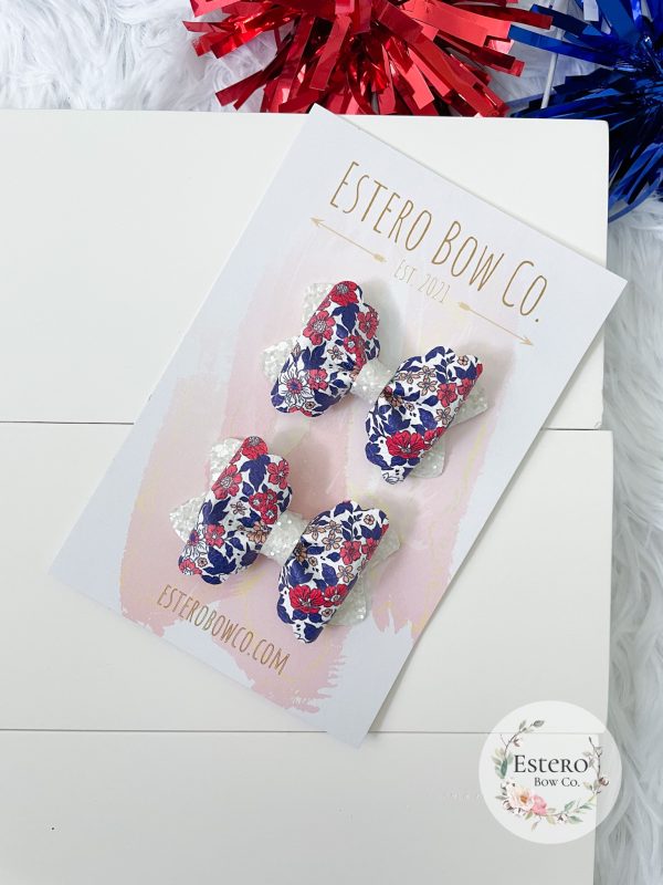 2.5" Scalloped Pinch Floral Americana Bow - Image 3
