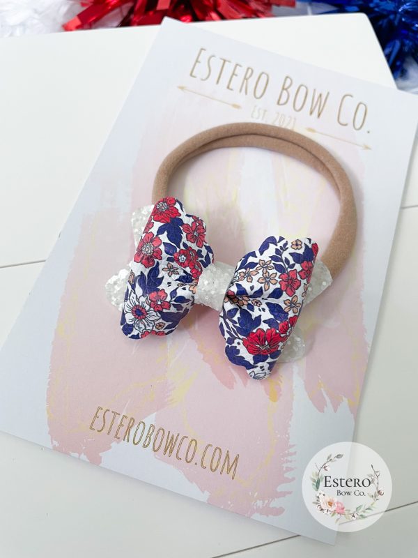 2.5" Scalloped Pinch Floral Americana Bow - Image 4