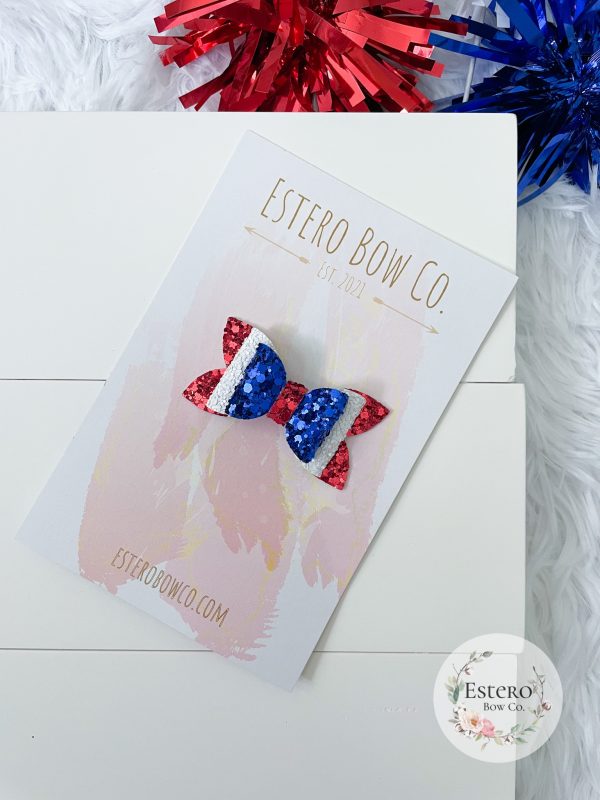 2.5" 4th of July Glitter Hair Bow - Image 2