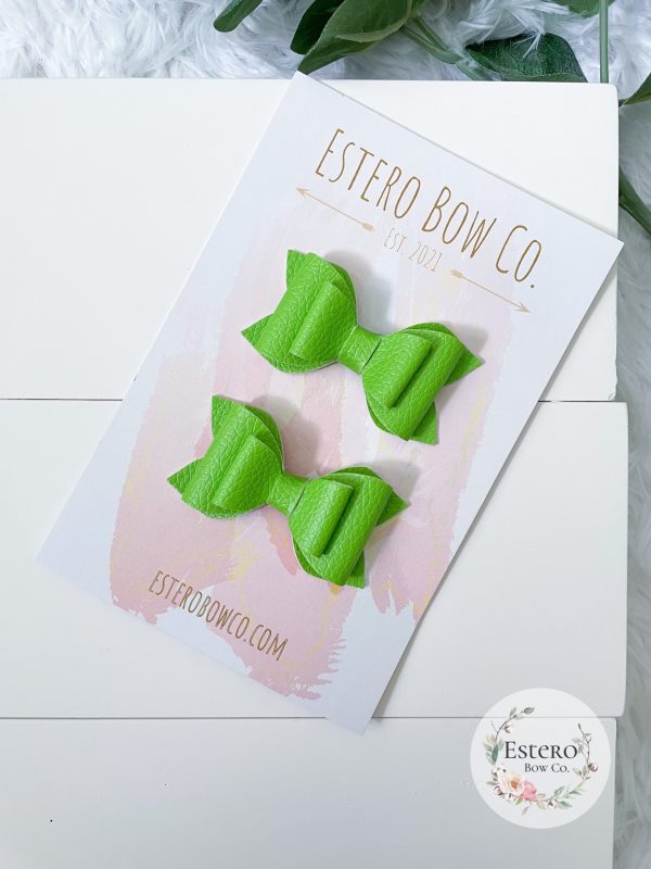 2.5" Bright Summer Green Hair Bow - Image 3