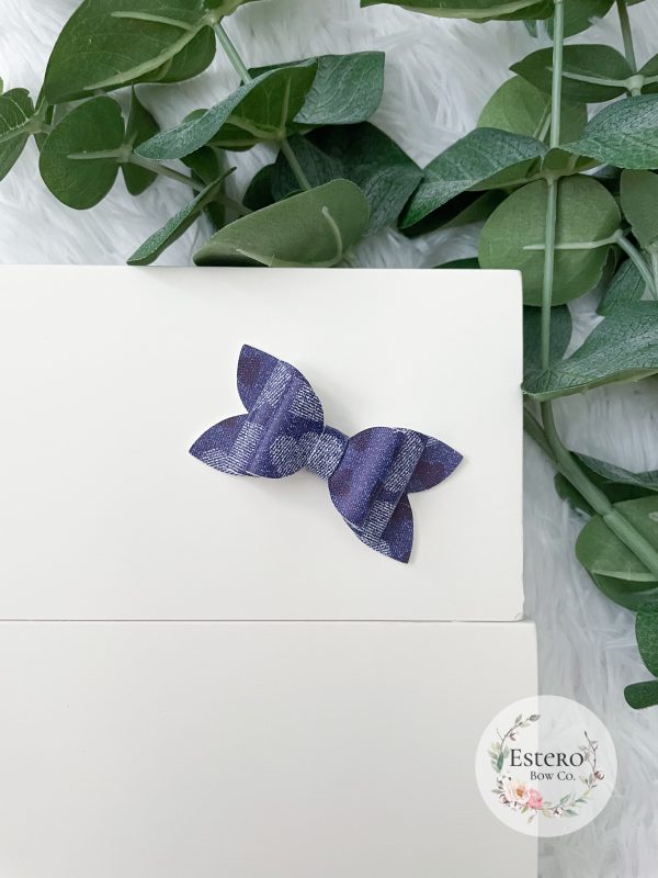 2.5" Denim Hearts Hair Bow - Image 3