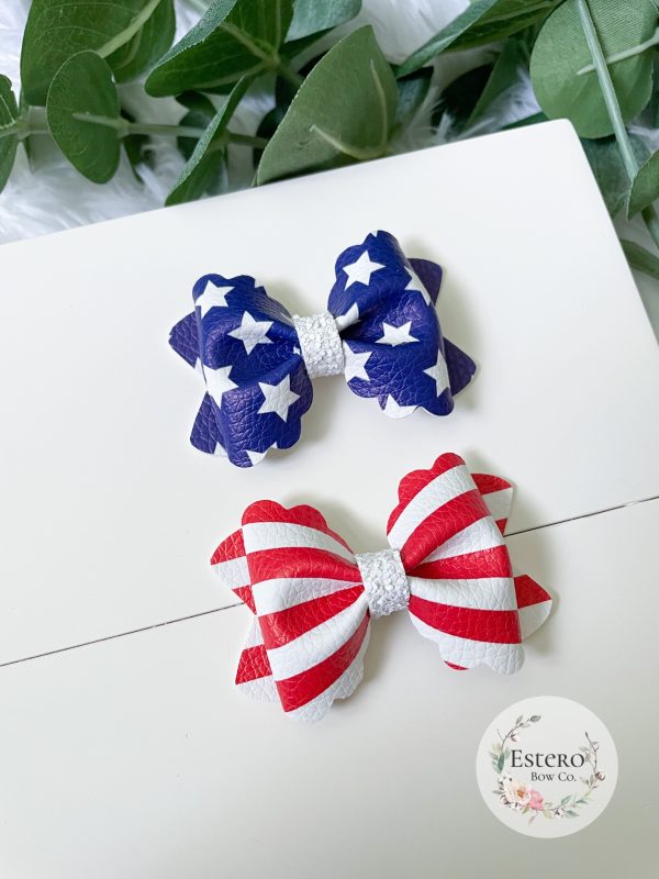 2.5" Scalloped Pinch 4th of July Pigtail Bows - Image 3