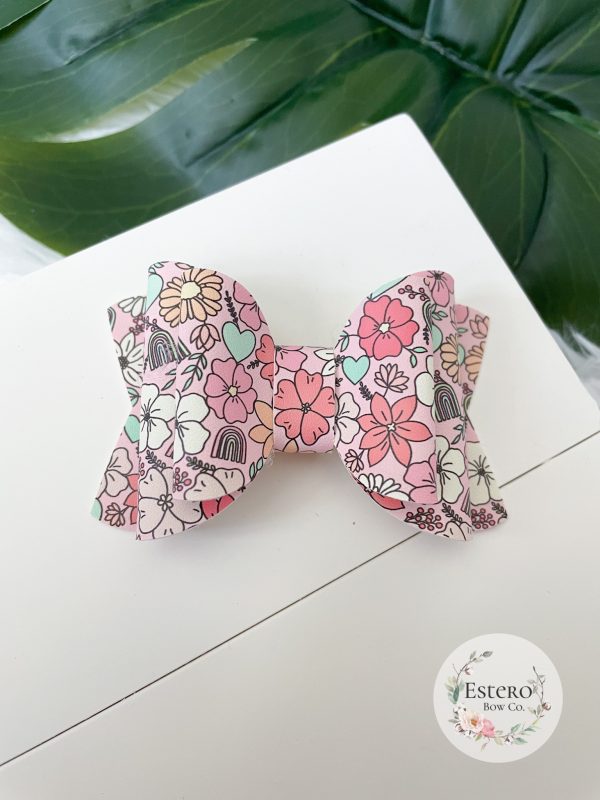 3.5” Rainbow Floral Hair Bow