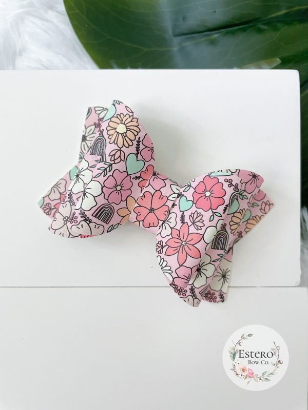 3.5” Rainbow Floral Hair Bow - Image 4