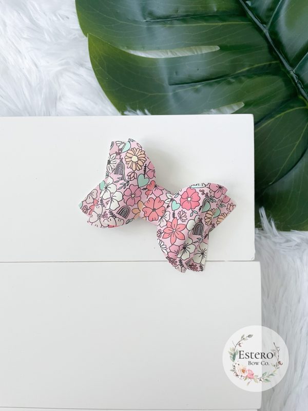3.5” Rainbow Floral Hair Bow - Image 2