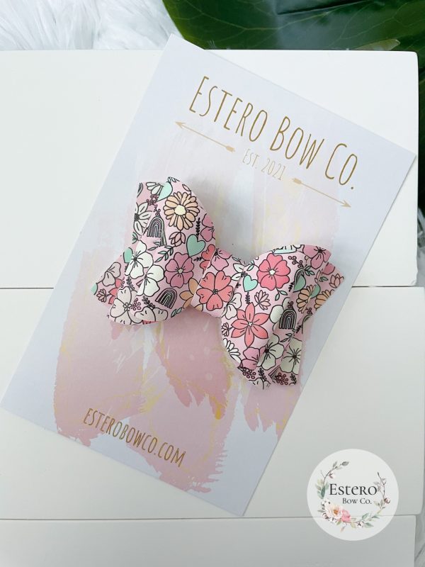 3.5” Rainbow Floral Hair Bow - Image 3