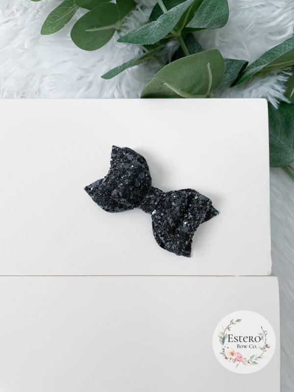 2.5" Black Glitter Hair Bow
