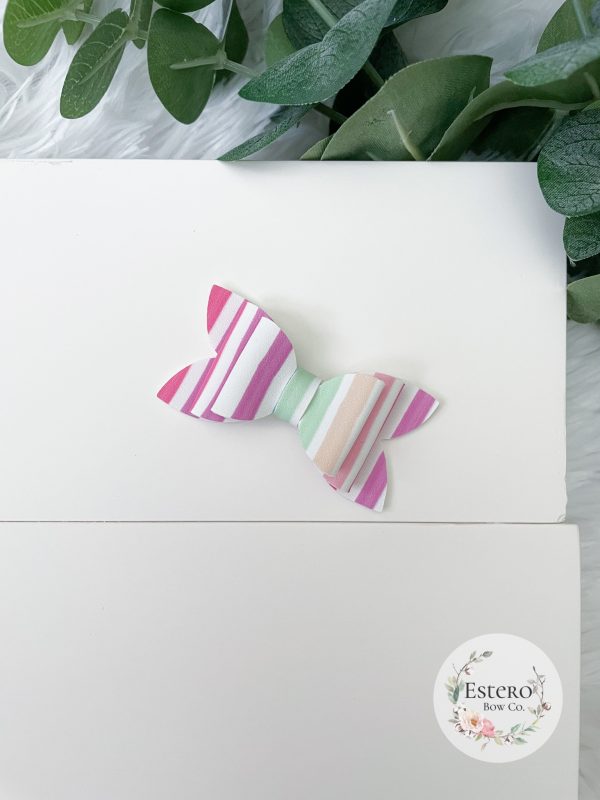2.5" Watercolor Stripes Hair Bow - Image 2