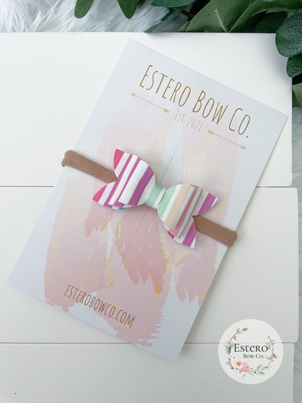 2.5" Watercolor Stripes Hair Bow - Image 4