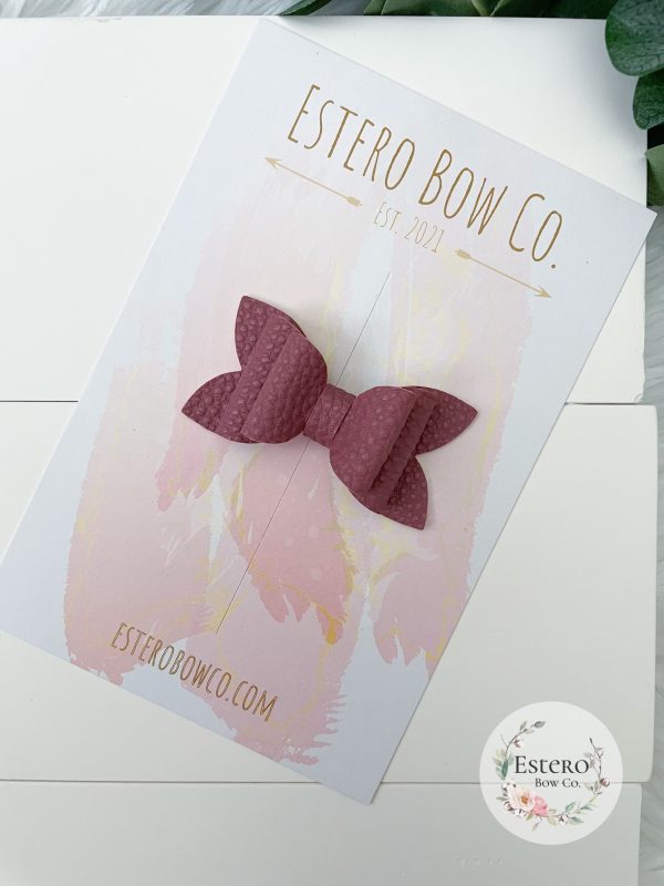 2.5" Mauve Vegan Leather Hair Bow - Image 4