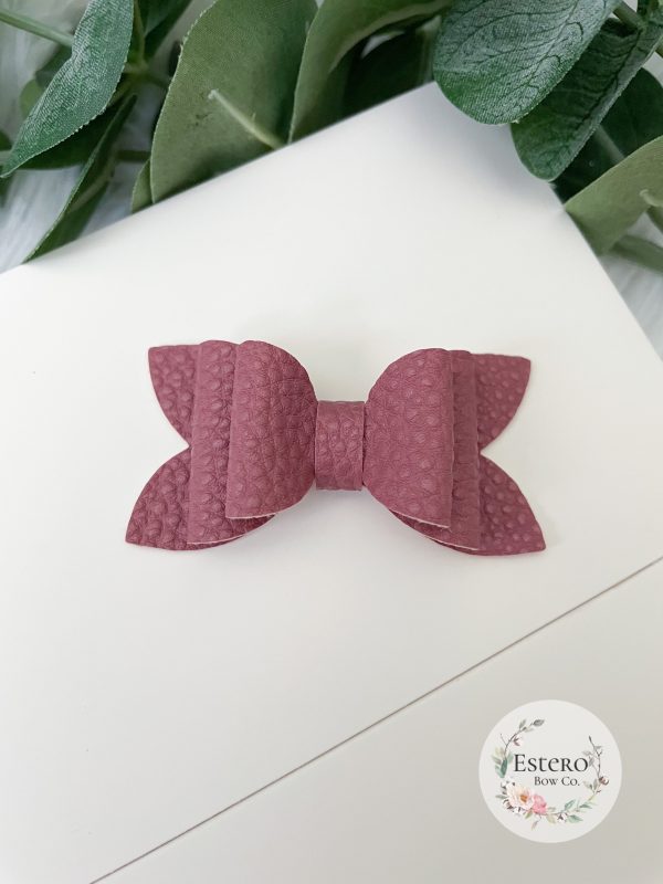 2.5" Mauve Vegan Leather Hair Bow