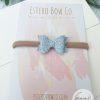 1.72” Embossed Blue Vegan Leather Hair Bow - Image 3