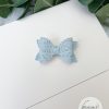 1.72” Embossed Blue Vegan Leather Hair Bow