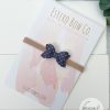 1.72” Polka Dot Denim Vegan Leather Hair Bow - Image 2