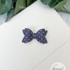 1.72” Polka Dot Denim Vegan Leather Hair Bow