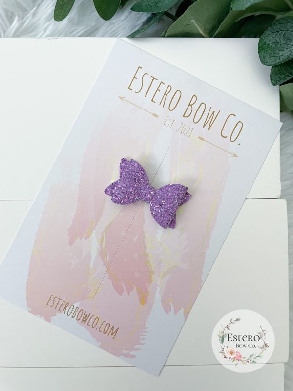 1.72” Purple Glitter Hair Bow - Image 2