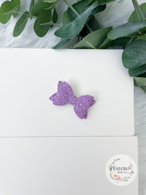 1.72” Purple Glitter Hair Bow - Image 3