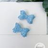 1.72” Blue Glitter Pigtail Bows