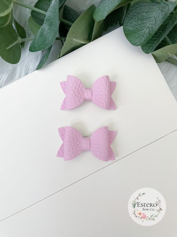 1.72” Pink Vegan Leather Pigtail Bows - Image 3