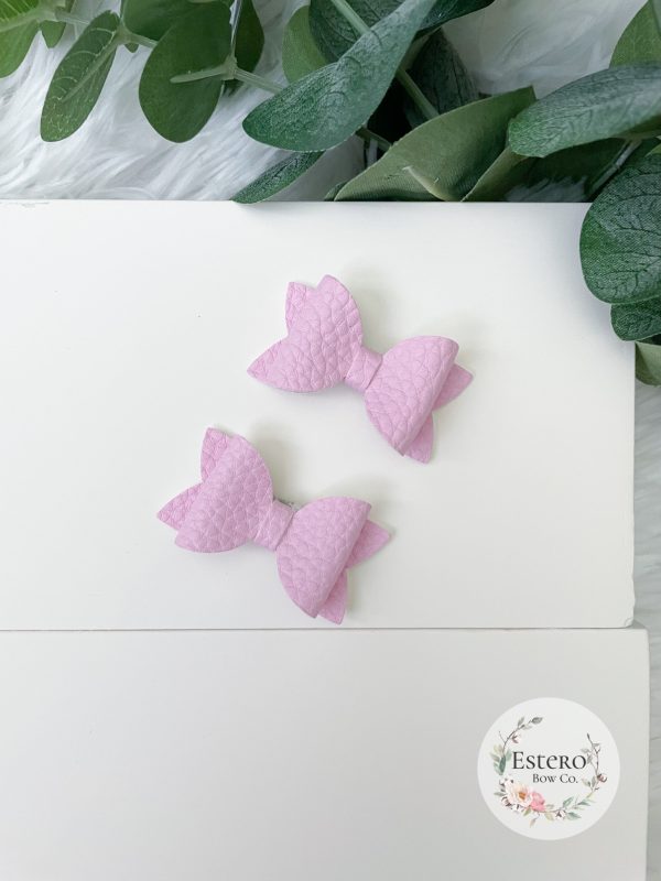 1.72” Pink Vegan Leather Pigtail Bows