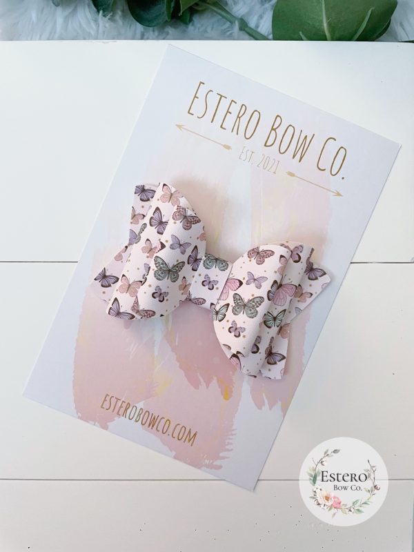 3.5” Butterfly Vegan Leather Hair Bow - Image 3