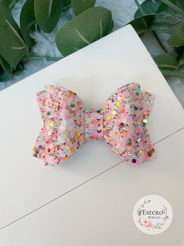 3.5” Frosted Animal Cracker Glitter Hair Bow - Image 3