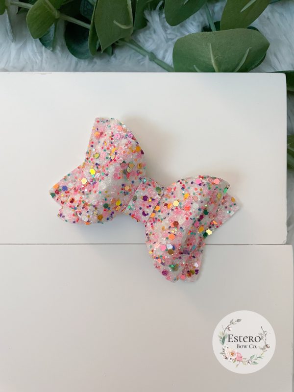 3.5” Frosted Animal Cracker Glitter Hair Bow - Image 2